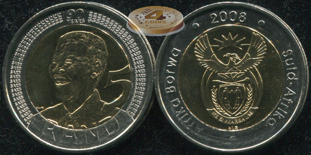 ЮАР. 5 ранд. 2008 (Unc. Биметалл)