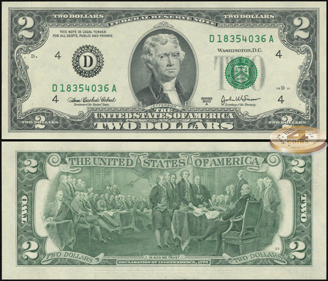 США. 2 доллара (Unc) 2003A.D