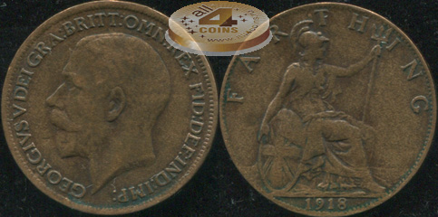 Великобритания. 1 фартинг. 1918. (XF/XF+)