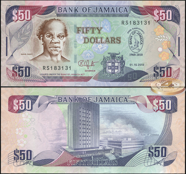 Ямайка. 50 долларов (Unc) 2010