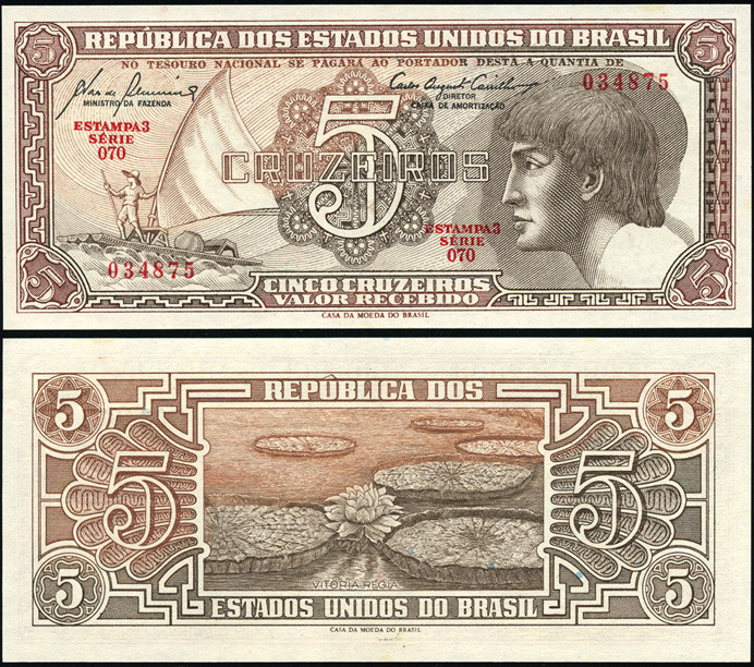 Бразилия. 5 крузейро (Unc) 1961-62