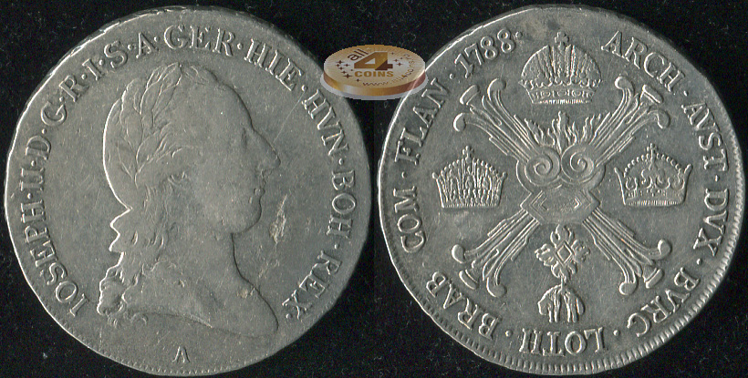 Австрийские Нидерланды. 1/2 кроненталера. 1788 (VF/aXF. Серебро)