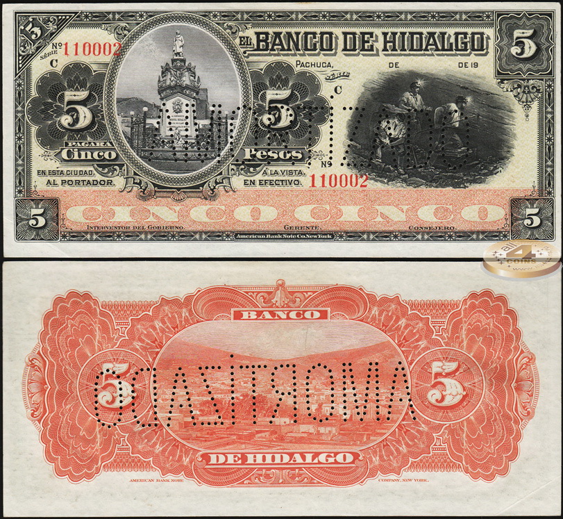 Мексика. 5 песо (aUnc) 1902-14