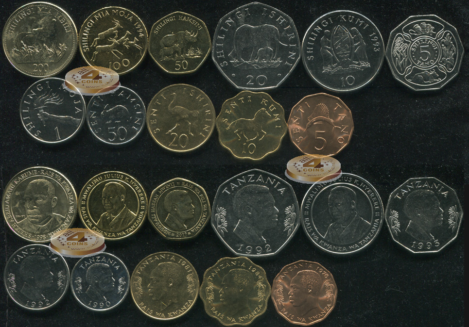 Танзания. Набор №4 (11 монет) 1976-2012