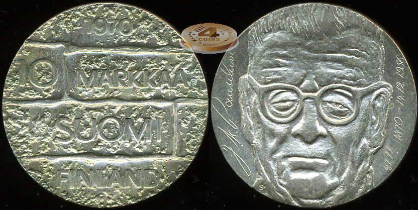 Финляндия. 10 марок. 1970 (Unc. Серебро)