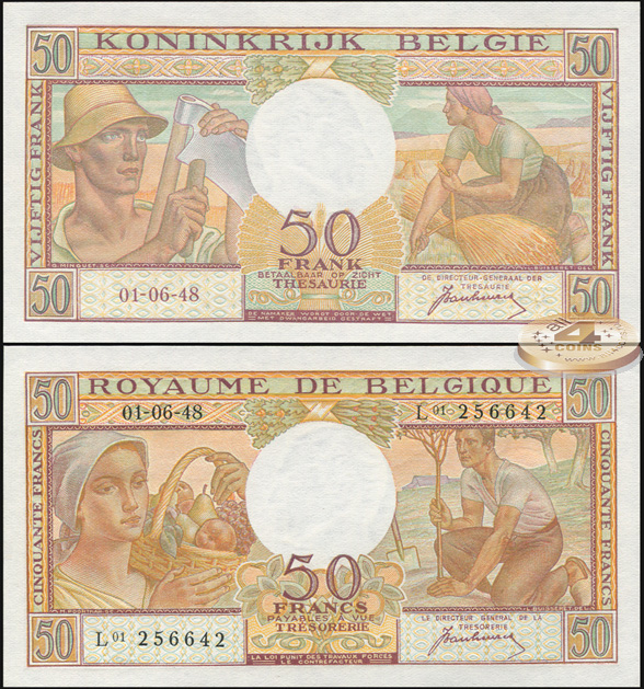 Бельгия. 50 франков (Unc) 1948