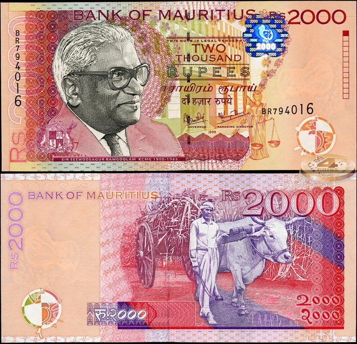Маврикий. 2000 рупий (Unc) 1999