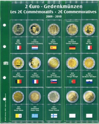 Лист ARTline/Premium для монет 2-евро 2009-2010 годов [1 шт] (SAFE)