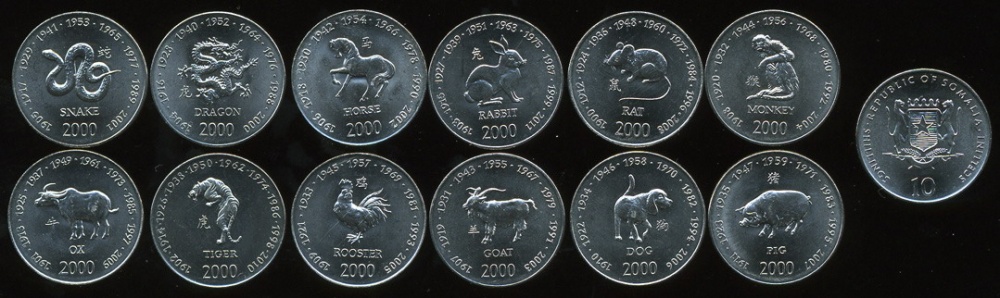 Сомали. Набор №1 (12 монет) 2000