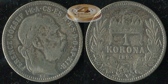 Австро-Венгрия (Венгрия). 1 корона. 1895 (aVF. Серебро)