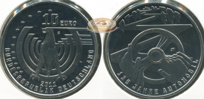Германия. 10 евро. 2011.F (Proof-Like)