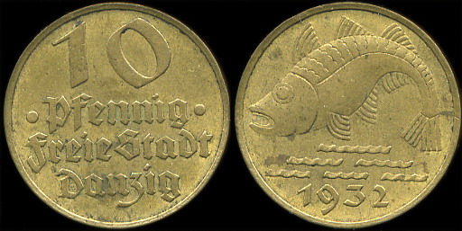 Германия (Данциг). 10 пфеннигов. 1932 (aUnc)