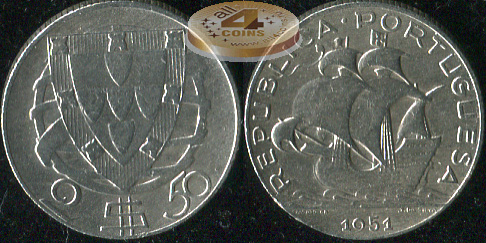 Португалия. 2.5 эскудо. 1951 (VF. Серебро)