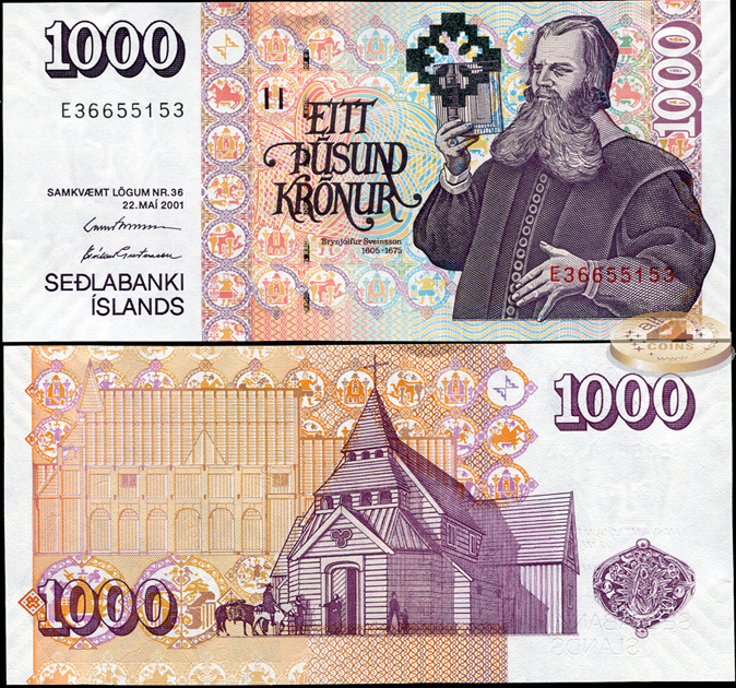 Исландия. 1000 крон (Unc) 2008