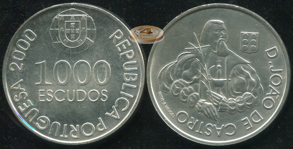 Португалия. 1000 эскудо. 2000 (Unc. Серебро)