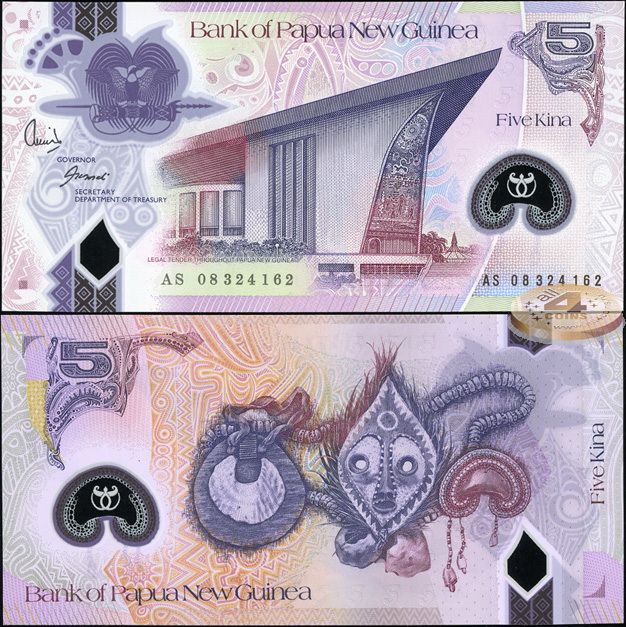 Папуа Новая Гвинея. 5 кина (Unc. Пластик) 2008