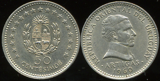 Уругвай. 50 сентезимо. 1960