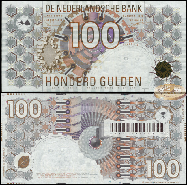 Нидерланды. 100 гульденов (Unc) 1992