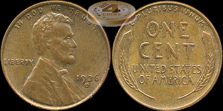 США. 1 цент. 1936.D (Unc)