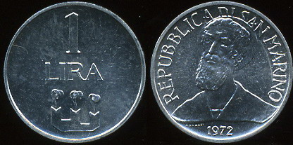 Сан-Марино. 1 лира. 1973 (Unc)