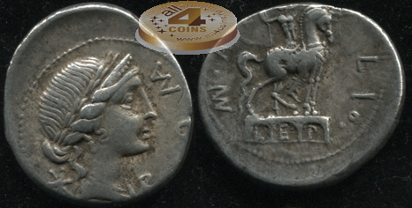 Римская республика. Mn. Aemilius Lepidus. денарий (XF/VF)