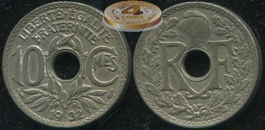 Франция. 10 сантимов. 1932 (XF)