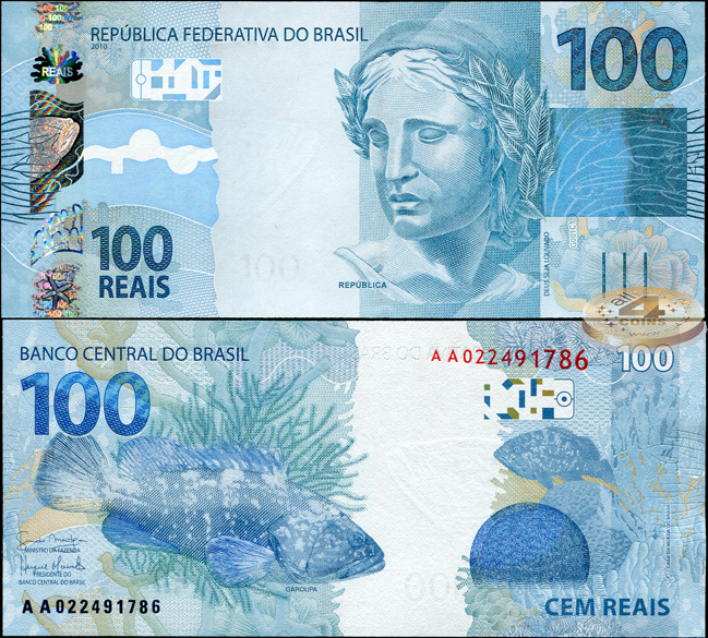 Бразилия. 100 реалов (Unc) 2010