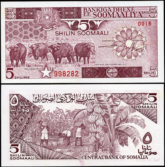Сомали. 5 сомалийских шилингов (Unc) 1987