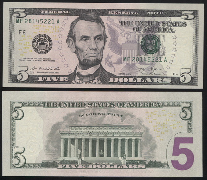 США. 5 долларов (Unc) 2013.F