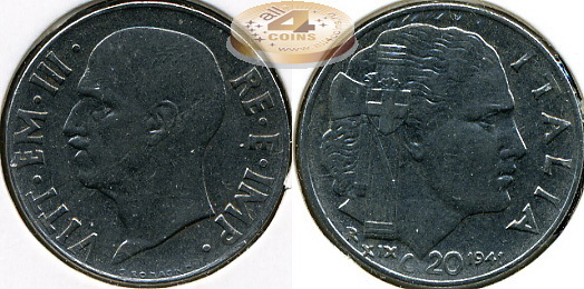 Италия. 20 центезимо. 1941 (XF)