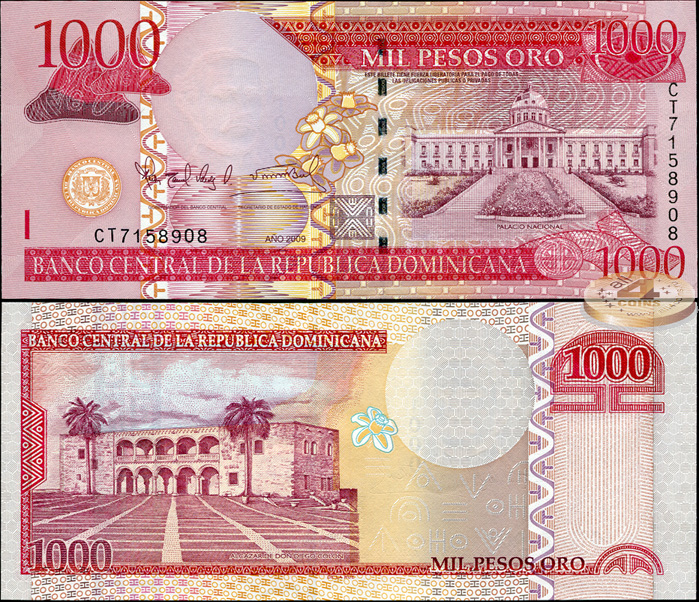 Доминиканская республика. 1000 песо оро (Unc) 2009
