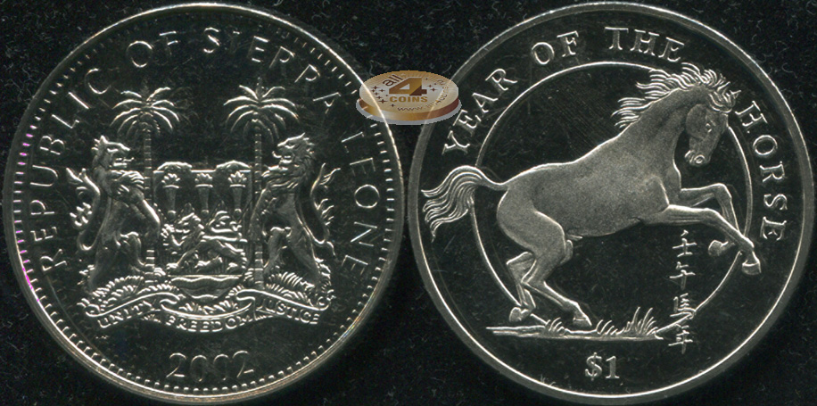 Сьерра Леоне. 1 доллар. 2002 (Unc)