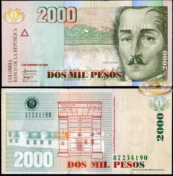 Колумбия. 2000 песо (Unc) 2006