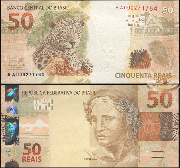 Бразилия. 50 реалов (Unc) 2010
