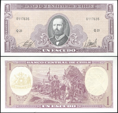 Чили Банкнота 1 эскудо ND (1971) Unc Бумага Кат# P.136b