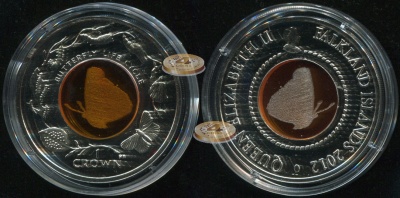 Фолклендские о-ва. 1 крона. 2012 (Proof. Серебро. Кристалл. Этуи. Сертификат)