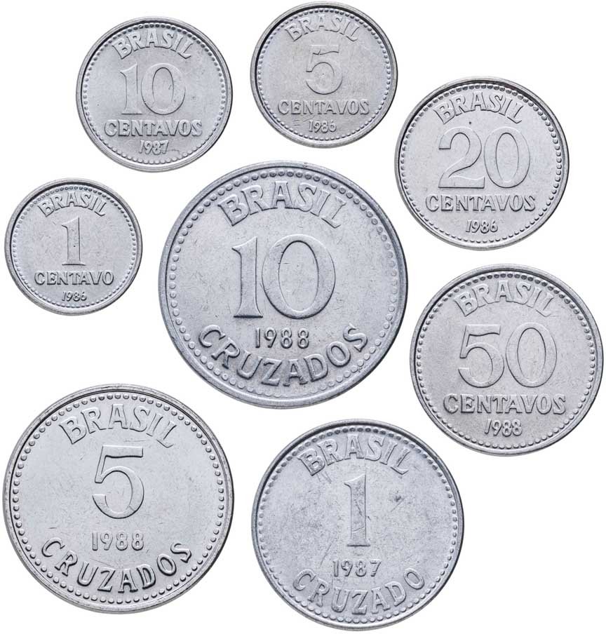 Бразилия. Набор №6 (8 монет)  1986-88