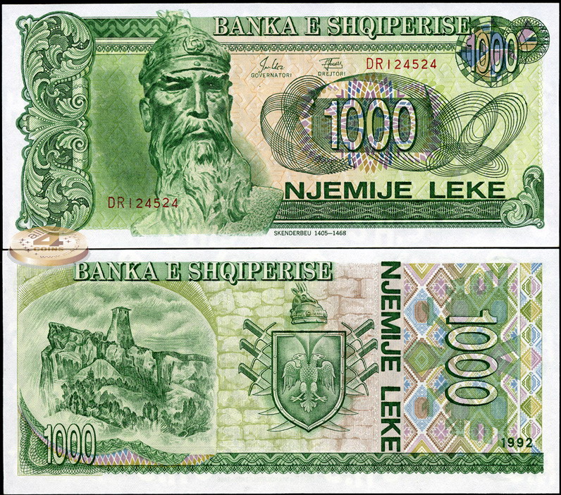 Албания. 1000 лек (Unc) 1992