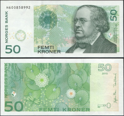 Норвегия. Банкнота 50 крон. 2015. Unc. Бумага. Кат.# P.46NL