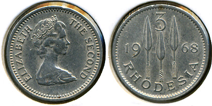 Родезия. 3 цента. 1968
