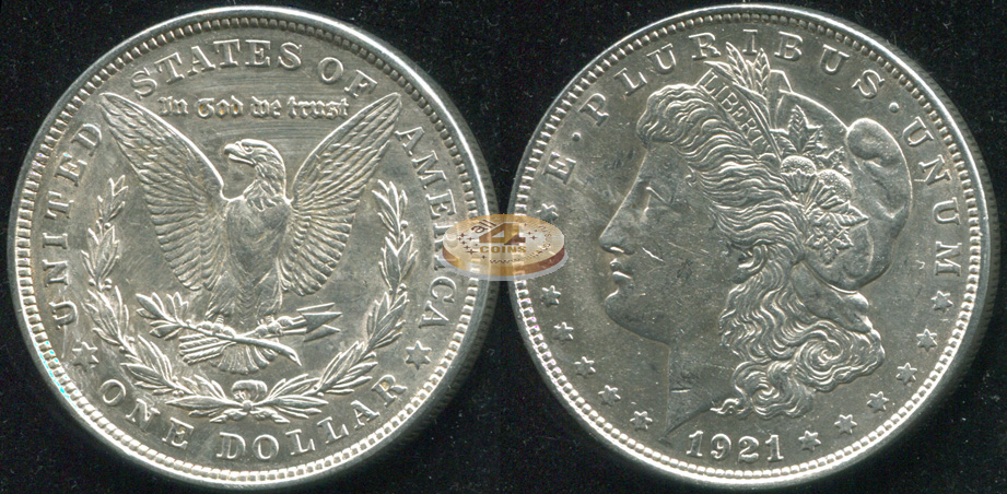 США. 1 доллар. 1921 (aUnc. Серебро)