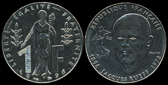 Франция. 1 франк. 1996 (Unc)