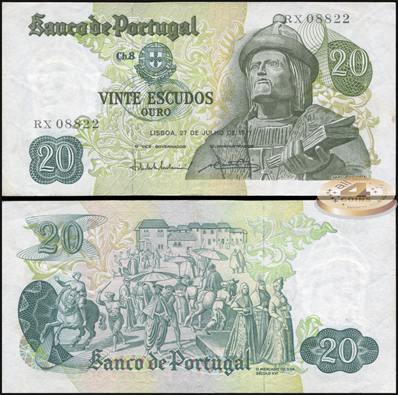 Португалия. 20 эскудо (Unc) 1971