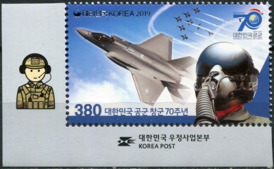 Южная Корея. 2019. 70-летие ВВС Южной Кореи. К-4 (Почтовая марка. MNH OG)
