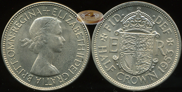 Великобритания. 1/2 кроны. 1953 (Unc)