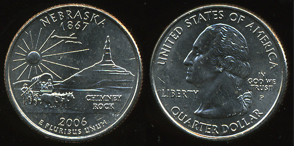 США. Квотер (25 центов). 2006.P (Unc) Небраска