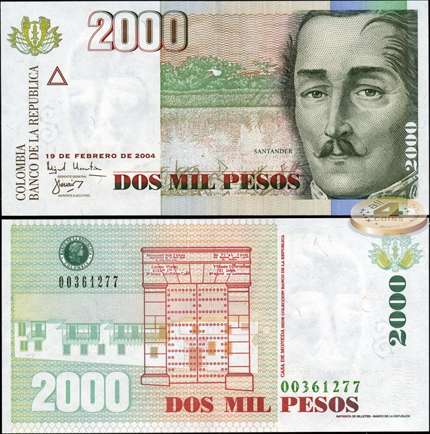Колумбия. 2000 песо (Unc) 2004
