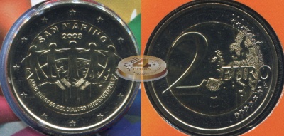 Сан Марино. 2 евро. 2008 (BU. Биметалл. Буклет)