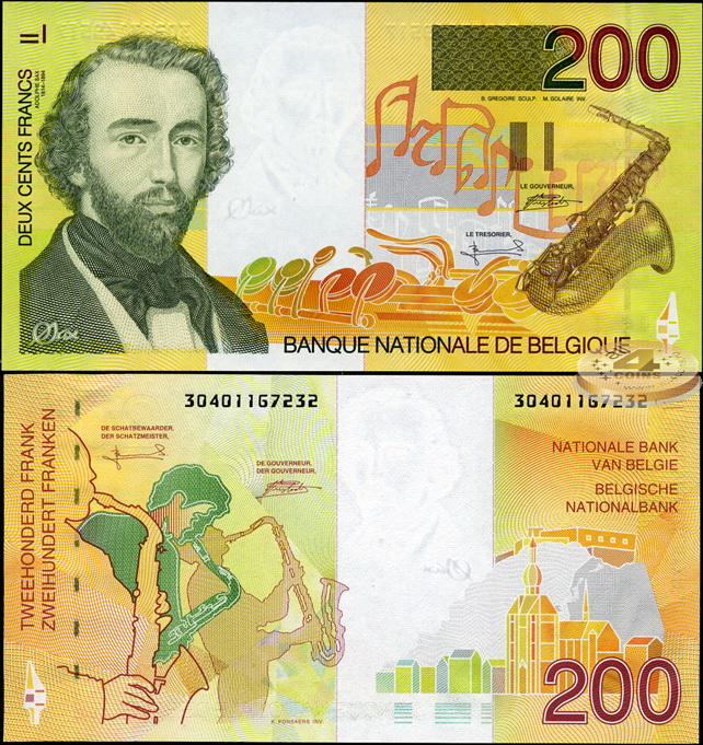 Бельгия. 200 франков (Unc) 1995