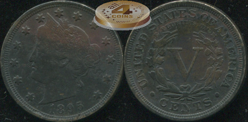 США. 5 центов. 1895 (XF.патина)